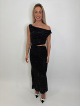 Load image into Gallery viewer, Black Ophelia Rhinestone Maxi Dress

