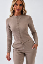 Load image into Gallery viewer, Taupe Katy Ribbed Button-Up Co-Ord Set
