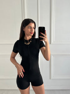 Black Rory Open-Back Zip Playsuit