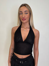 Load image into Gallery viewer, Black Chelsea Rhinestone Halterneck Top
