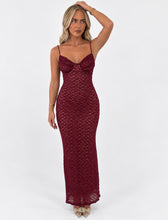 Load image into Gallery viewer, Burgundy Sophia Lace Bustier Maxi Dress
