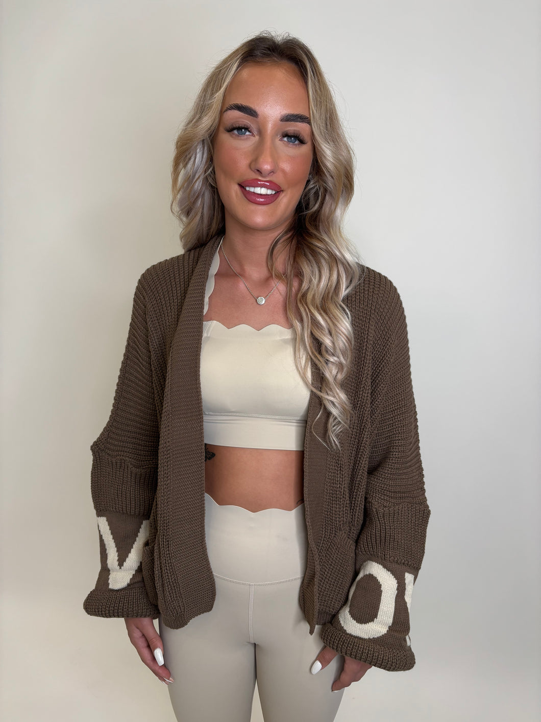 Brown Love Oversized Cardigan