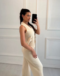 Beige Winnie Gold Button Co ord