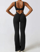 Load image into Gallery viewer, Black Lala Cut-Out Flared Jumpsuit
