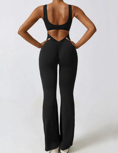 Black Lala Cut-Out Flared Jumpsuit