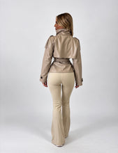 Load image into Gallery viewer, Beige Faux Leather Belted Trench Jacket
