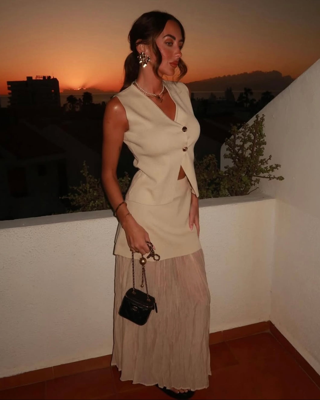 Beige Eileen Buttoned Co ord