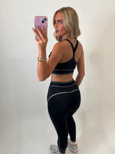 Load image into Gallery viewer, Black and White Kate Contrast Piping Activewear Set
