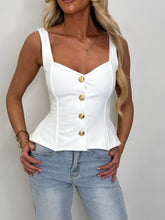 Load image into Gallery viewer, White Jessy Gold Button Top
