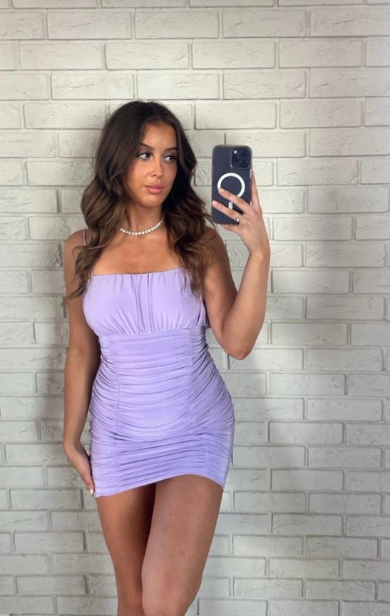 Lilac Kendall Ruched Bodycon Dress