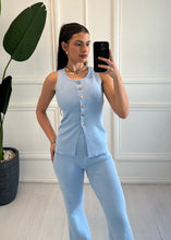 Load image into Gallery viewer, Baby Blue Joyce Gold Button Up Co ord
