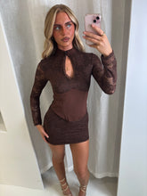Load image into Gallery viewer, Brown Sienna Lace Mini Dress
