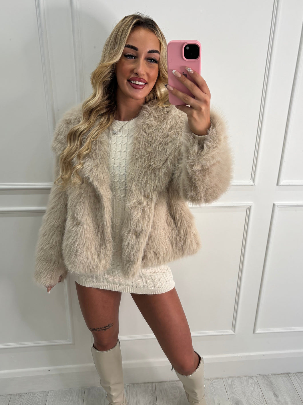 Beige Kimmy Faux Fur Jacket