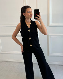 Black Winnie Gold Button Co ord