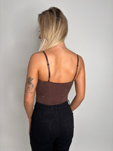 Load image into Gallery viewer, Brown Kiah Rhinestone Bodysuit
