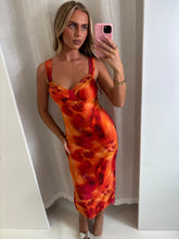 Load image into Gallery viewer, Orange Neasa Mesh Midi Dress
