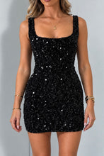 Load image into Gallery viewer, Black Sonya Lace-Up Back Mini Dress
