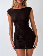 Load image into Gallery viewer, Brown Lydia Lace Open Back Mini Dress
