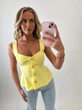 Load image into Gallery viewer, Yellow Jessy Gold Button Top
