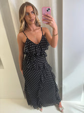 Load image into Gallery viewer, Black Nina Polka Dot Maxi Dress
