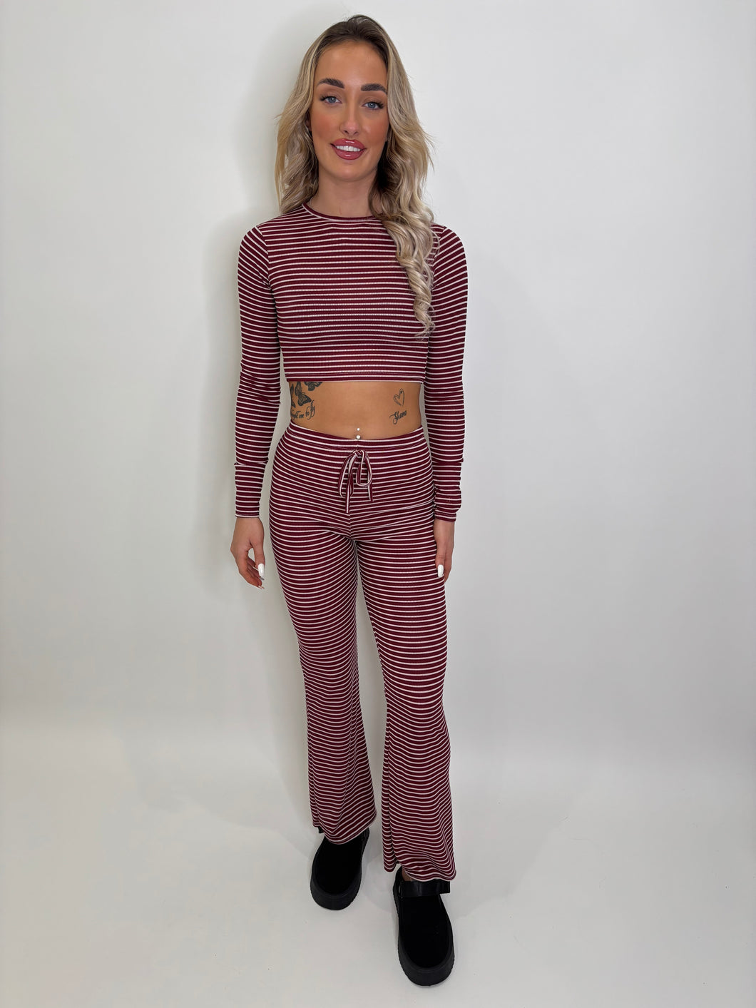 Wine Hannah Striped Co-ord