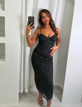 Load image into Gallery viewer, Black Saffron Rhinestone Dress
