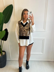 White Isabel Animal Print Oversized Shirt