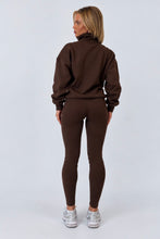 Load image into Gallery viewer, Chocolate Brown NYC Half Zip Sweatshirt &amp; Leggings Set
