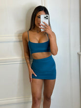 Load image into Gallery viewer, Teal Molly Crop Top and Mini Skirt Co-Ord

