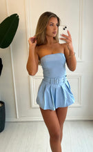 Load image into Gallery viewer, Baby Blue Quinn Pleated Cargo Skort Playsuit
