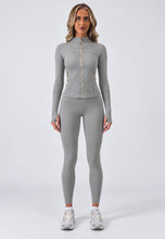 Load image into Gallery viewer, Grey Daisy Sculpted Zip-Up Co Ord Set
