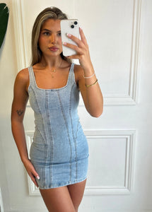 Blue Ella Denim Mini-Dress