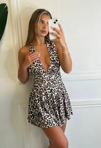 Animal print Itziar Halterneck Mini Dress