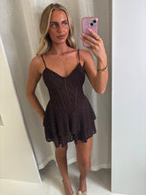 Load image into Gallery viewer, Brown Avalon Lace Corset Mini Dress
