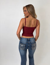 Load image into Gallery viewer, Burgundy Taylor Diamanté Corset Top
