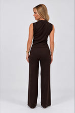 Load image into Gallery viewer, Chocolate Brown Sara Gold Button Tailored Knit Co-Ord Set
