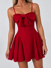 Load image into Gallery viewer, Red Ally Bow Detail Skater Mini Dress
