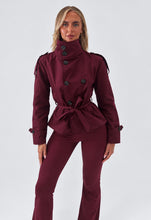 Load image into Gallery viewer, Wine Sinead High-Neck Belted Trench Jacket

