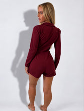 Load image into Gallery viewer, Wine Nadia Corset Blazer Playsuit
