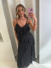 Load image into Gallery viewer, Black Nina Polka Dot Maxi Dress
