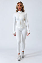 Load image into Gallery viewer, White Daisy Sculpted Zip-Up Co Ord Set
