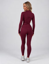 Load image into Gallery viewer, Wine Daisy Sculpted Zip-Up Co Ord Set
