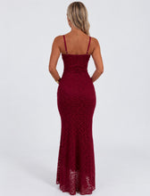 Load image into Gallery viewer, Burgundy Grace Lace Detail Maxi Dress
