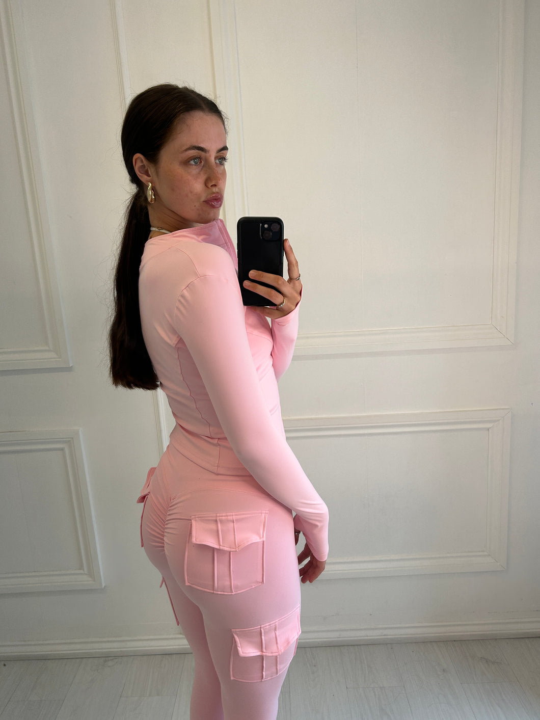 Baby pink Ali ruched co-ord
