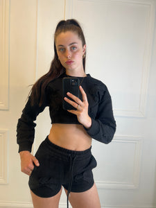 Black Stacey cross shorts co-ord