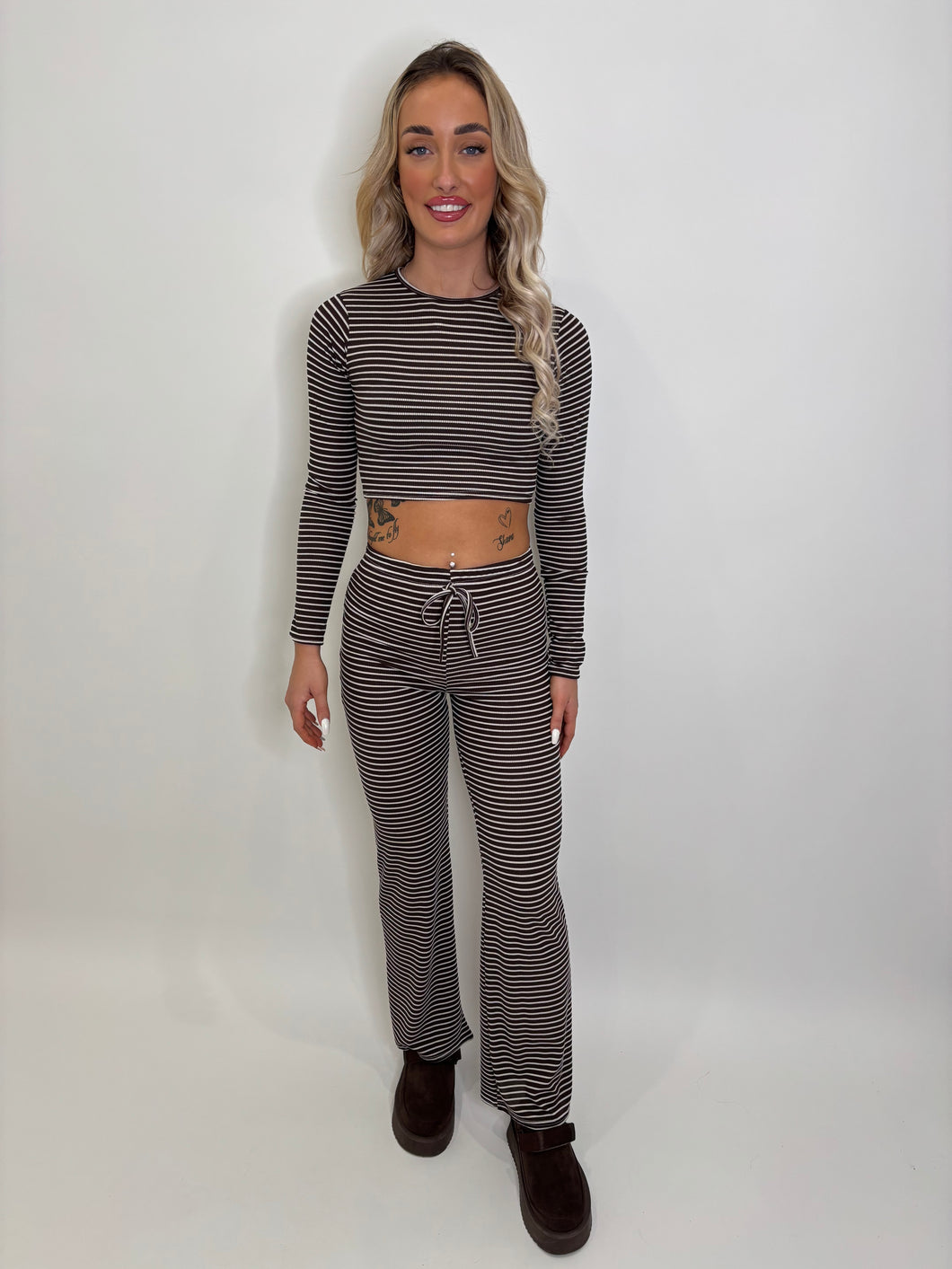 Brown Hannah Striped Co-ord