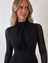 Load image into Gallery viewer, Black Zoe Embellished Mesh Maxi Dress
