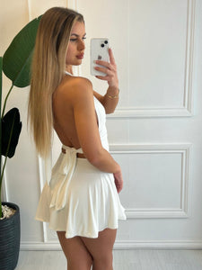 White Itziar Halterneck Mini Dress