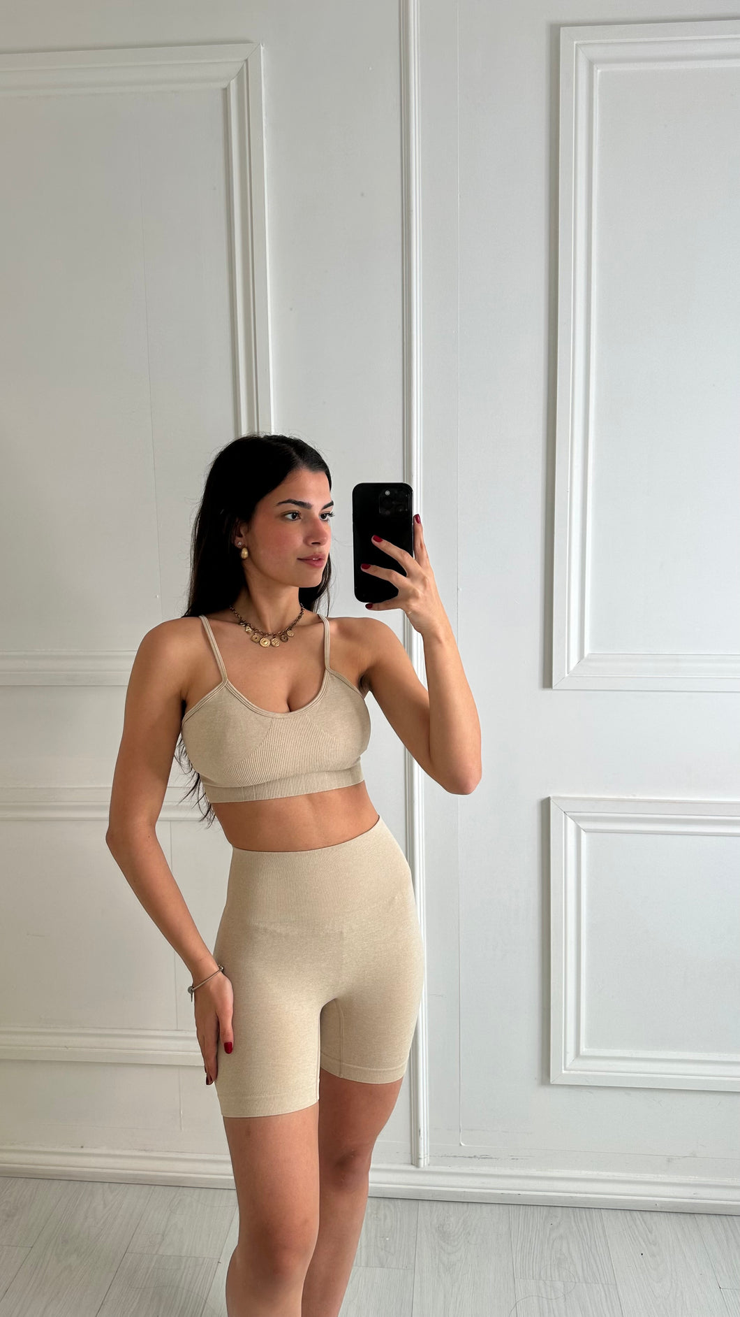 Beige Gina Ribbed Co ord
