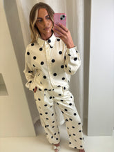 Load image into Gallery viewer, White Gemma Polka Dot silk Co-ord
